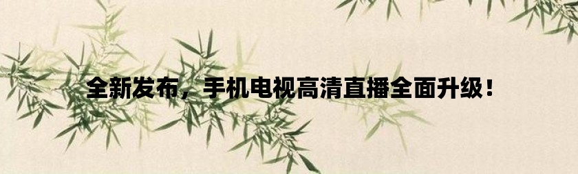 全新发布手机电视高清直播全面升级